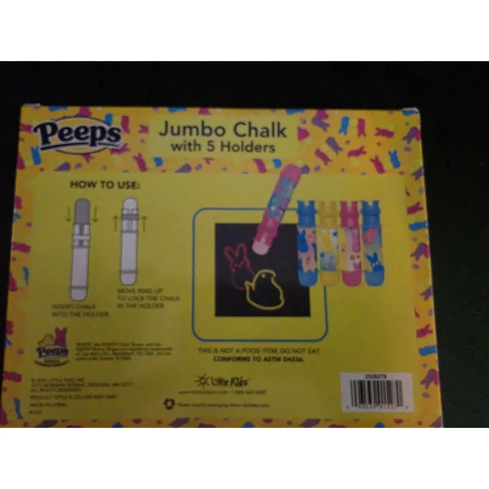 Peeps Jumbo Sidewalk Chalk Set w/ 5 Holders Easter New Sealed